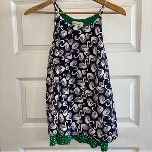 Anthropologie Porridge Blouse Top Small Blue Swan Green Polka Dot Sleeveless